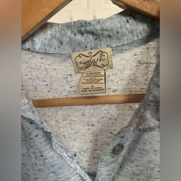 Grey 1/2 Button Up Collared Blouse - Picture 3 of 3